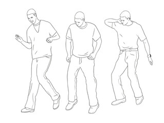 Fototapeta na wymiar A Line Drawing Of A Man - Hip hop Trio Dancer Choreography