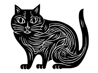 A Black Cat With White Lines - house cat icon