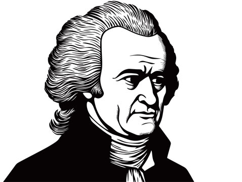 recommend clip art: A Black And White Drawing Of A Man - Jean Jacques Rousseau.