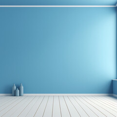 Blank blue floor and blank blue wall