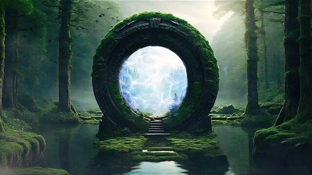 Stargate portal on an unknown alien planet in the middle of the wilderness