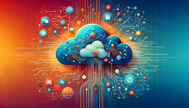 Cloud Computing Creative Ad. Creative Illustration, High Quality Resolution, 8K, 3D Icon, Banner, Advertisement.	