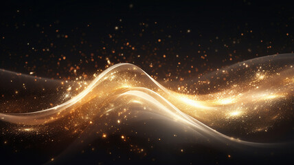 Obraz premium golden particle wave
