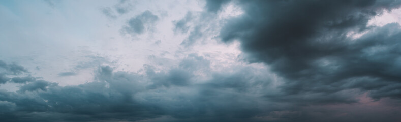 Cloudscape panorama with dramatic light