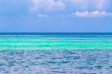 Fototapeta premium Tropical mexican beach clear turquoise water Playa del Carmen Mexico.