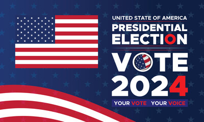 Vote 2024. Presidential election day in united states. Election 2024 USA. Political election campaign banner. background, post, Banner, card, poster design with Vote day November 5 US