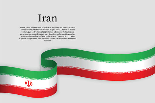 Ribbon flag of Iran. Celebration background