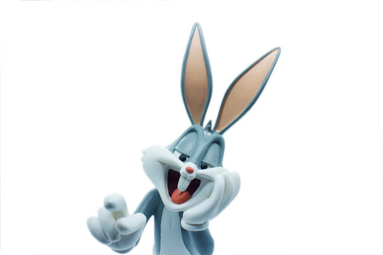 Studio image of Bugs Bunny with a white isolated background