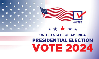 Vote 2024. Presidential election day in united states. Election 2024 USA. Political election campaign banner. background, post, Banner, card, poster design with Vote day November 5 US