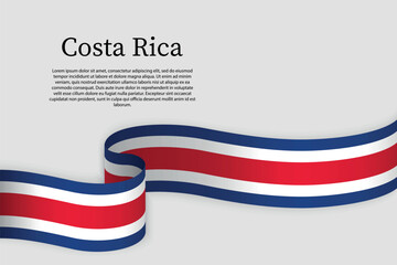 Ribbon flag of Costa Rica. Celebration background