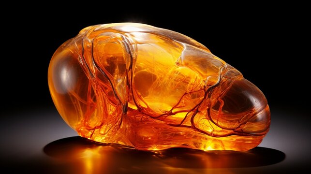Amber Glow: A macro image capturing the amber-colored translucency of a unique stone specimen.