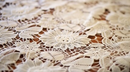 Fototapeta na wymiar Capture the delicate and intricate lace patterns of a vintage tablecloth.