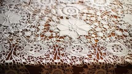 Capture the delicate and intricate lace patterns of a vintage tablecloth.
