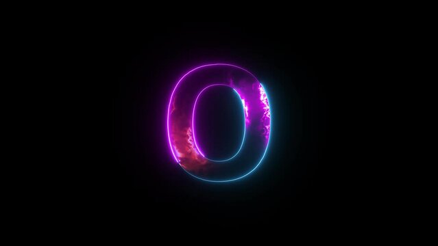 Neon letter O with alpha channel, neon alphabet for banner