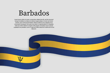 Ribbon flag of Barbados. Celebration background