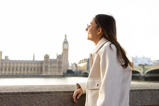 Woman enjoying the view of London's iconic skyline