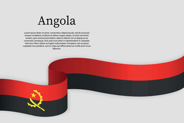 Ribbon flag of Angola. Celebration background