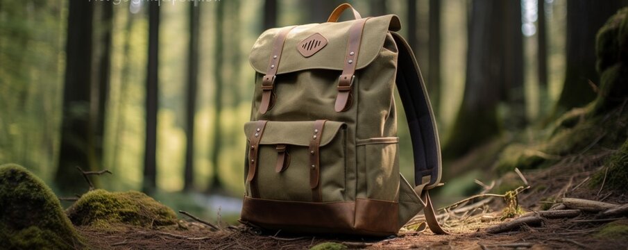 Capture the rugged and durable texture of a canvas backpack for outdoor adventures.