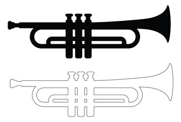 Trumpet silhouette svg. png. Trumpet outline.