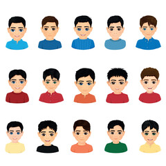 Set of portraits of young boys