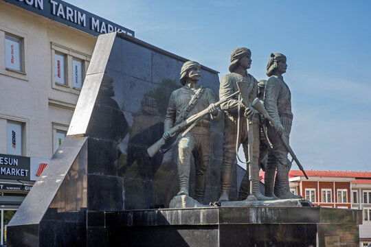 View of monument to Servants of Haji Topal Osman Agha and Giresun in Giresun. Turkey
