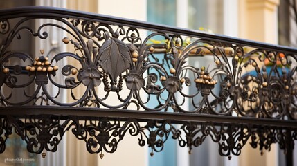 Fototapeta na wymiar Highlight the intricate patterns of a decorative wrought iron balcony.