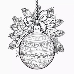 Mittens. Merry Christmas coloring page. Black and white background. Coloring book for children, AI generator