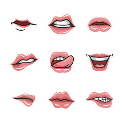 Fototapeta na wymiar This lip set is perfect for artists and designers. Whether you're creating a character, logo design, art, this lip and tongue set is a must-have for any creative professional. by@VectheSyin Studio