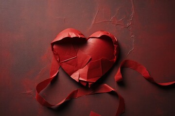Torn heart. Background with selective focus and copy space