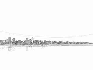 A Drawing Of A City - Oslo Norway Skyline Panorama Sketch