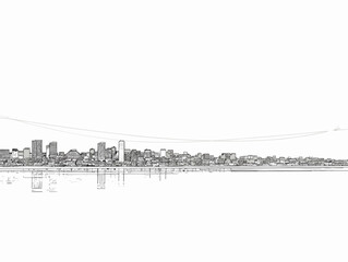 Fototapeta premium A Drawing Of A City - Oslo Norway Skyline Panorama Sketch