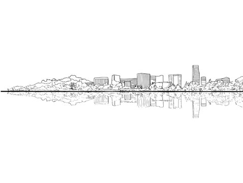 A Line Drawing Of A City - Oslo Norway Skyline Panorama Sketch