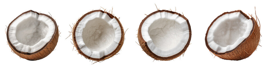 Coconut isolated on a transparent background - obrazy, fototapety, plakaty