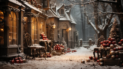 Christmas decor old town aesthetic background