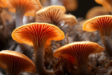 Mushroom close-up in natural environment - AI generated macro image  - obrazy, fototapety, plakaty