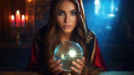 Young fortune teller with her magic ball