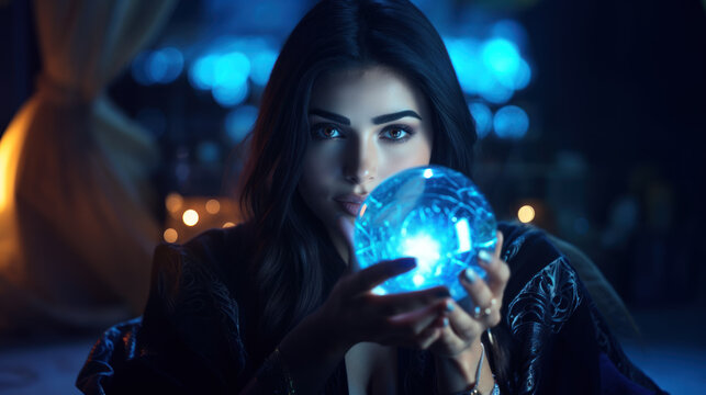 Young fortune teller with her magic ball