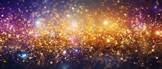 Golden Glitter Background Texture. A rich layer of gold dust spread across a vast dark canvas