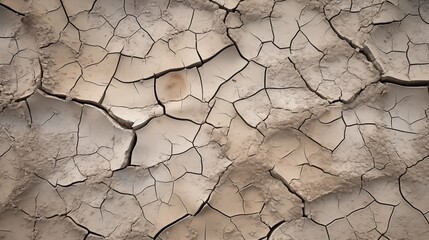 A close-up of cracked and dry desert soil with deep cracks
