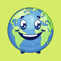 Planet Earth cartoon illustration. World environment and Earth day concept