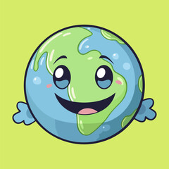 Fototapeta premium Planet Earth cartoon illustration. World environment and Earth day concept