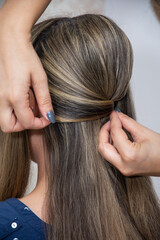 Fototapeta premium the bride at the hairdresser ,Beautiful Hairstyles for weddingparty ,Simple Hairstyles