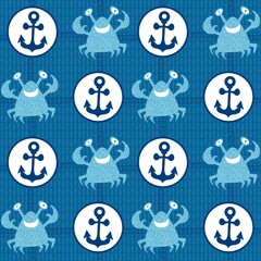 Anchors and crabs pattern for wrapping paper and linens and kids clothes print and vocational accessories