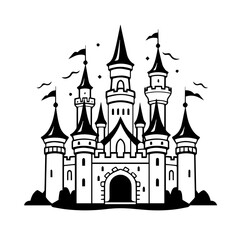 Enchanting Castle Landscape Vector Illustration