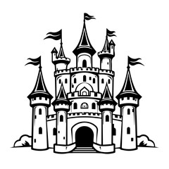 Enchanting Castle Landscape Vector Illustration