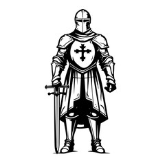 Fototapeta na wymiar Valiant Crusader Knight Vector Illustration