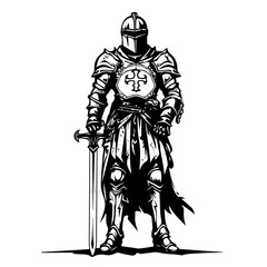 Valiant Crusader Knight Vector Illustration