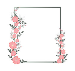 Spring flower frame for wedding invitation card background