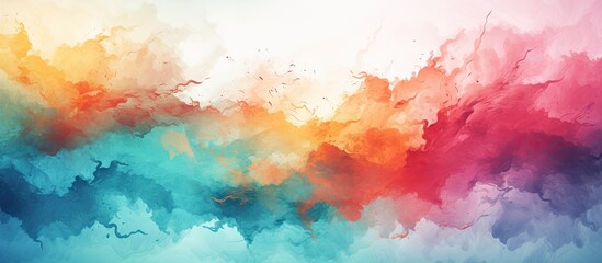 In an abstract art illustration, the background showcases a textured watercolor paper, combining the elements of brush strokes, grunge, and splash, creating a captivating graphic for a brochure or - obrazy, fototapety, plakaty
