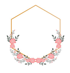 Spring flower frame for wedding invitation card background